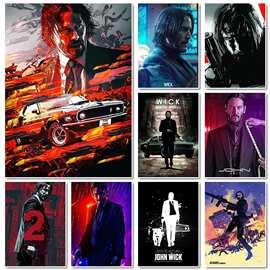 John Wick电影角色海报JIT代发高清喷绘帆布画芯跨境电商速卖通