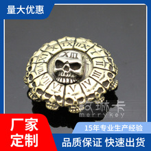 黄铜白铜双色骷髅时钟朋克财布钱包扣直播网红皮具箱包装饰扣批发