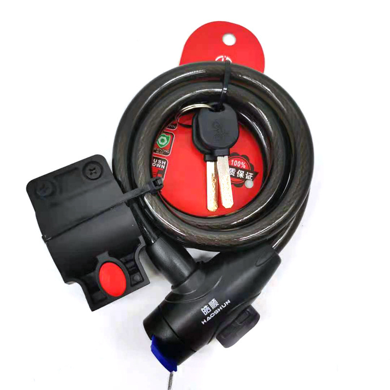 Cerradura de bicicleta Jizhou cerradura de alambre de acero cerradura de anillo de bicicleta de montaña con soporte llave de computadora cerradura de bicicleta de montaña Haoshuun cerradura de cable de acero