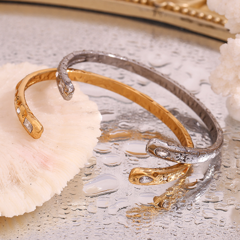 Rectangular Star Round Diamond Zircon Stainless Steel Bracelet