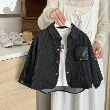 男童牛仔衬衣外套2025秋季儿童宽松韩版外衣宝宝洋气条纹潮酷百搭