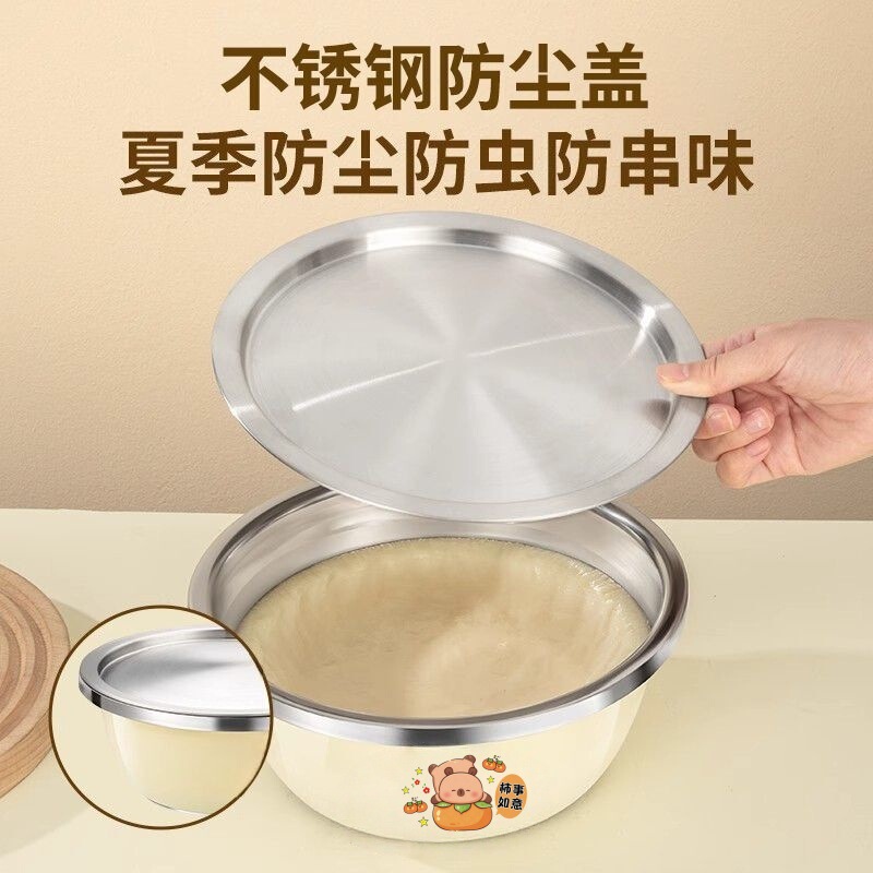 家庭用キッチン用蓋付き食品グレードのステンレス鋼のボウル、厚みのある卵と麺のボウル、スープボウル、ラードボウル、野菜洗いボウル|undefined