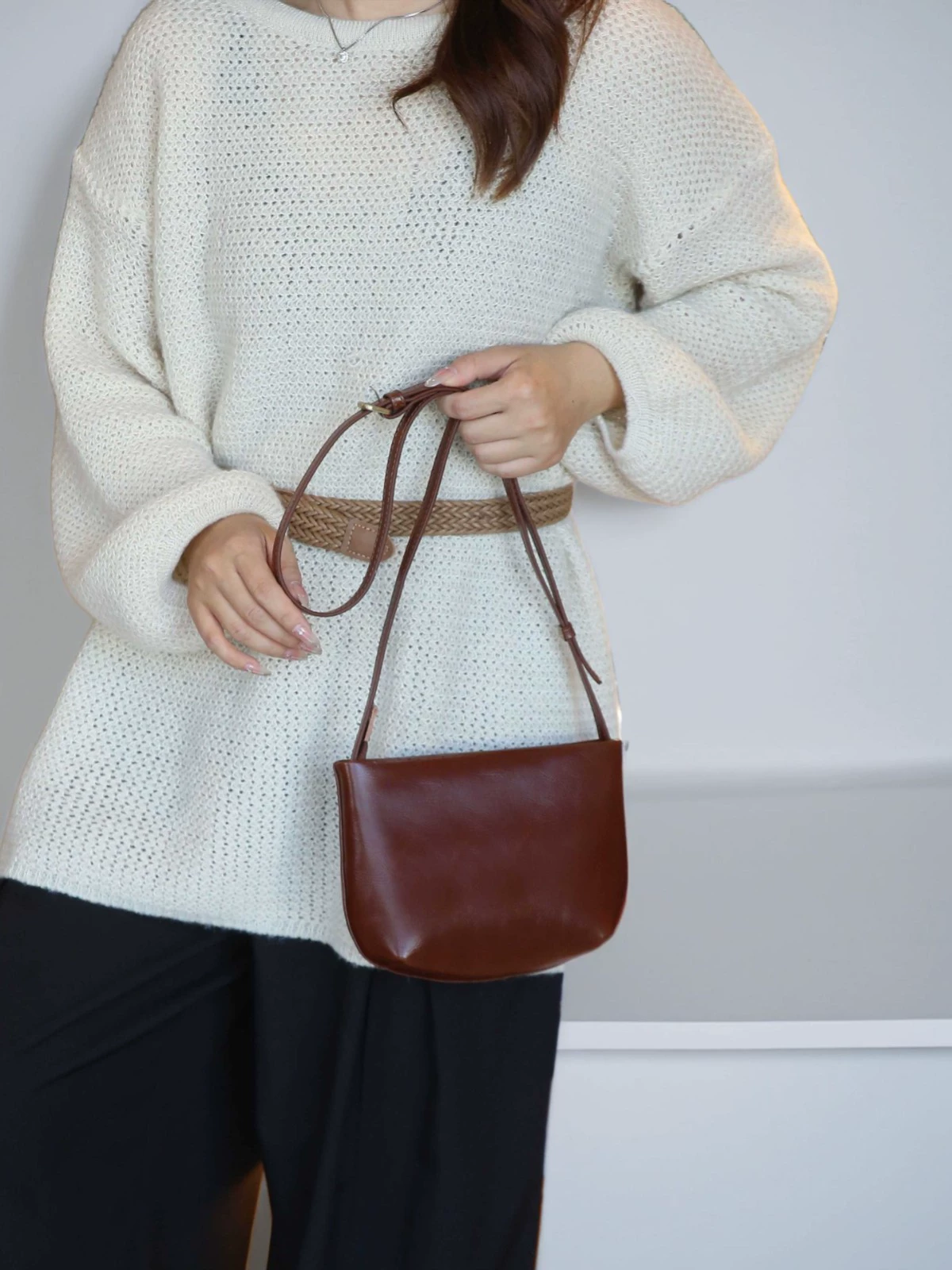 Small hand loop bag, one-shoulder bag, small bag, genuine leather