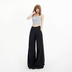 アメリカンレトロなハイウエストのゆったりとしたワイドレッグパンツ、多用途のドレープフロアレングスのマイクロフレアスーツカジュアルパンツ、女性用卸売
