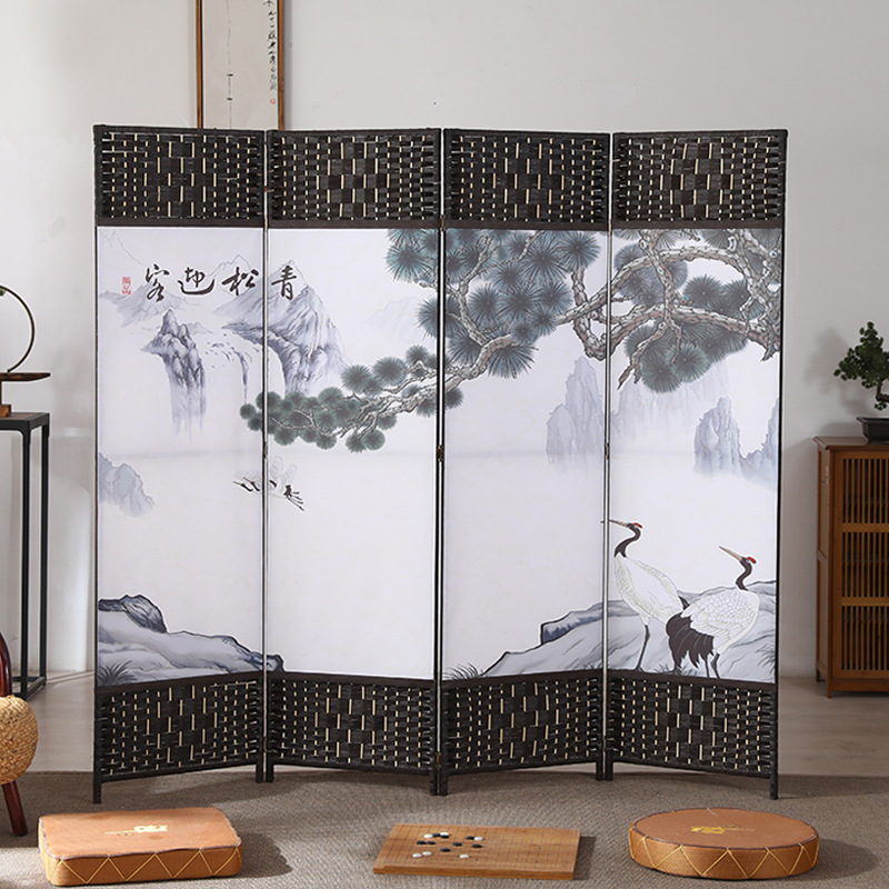 中国風のシンプルなスクリーンパーティション壁屏風リビングルーム寝室ブロッキングシンプルモダンな折りたたみモバイル布バリアホーム