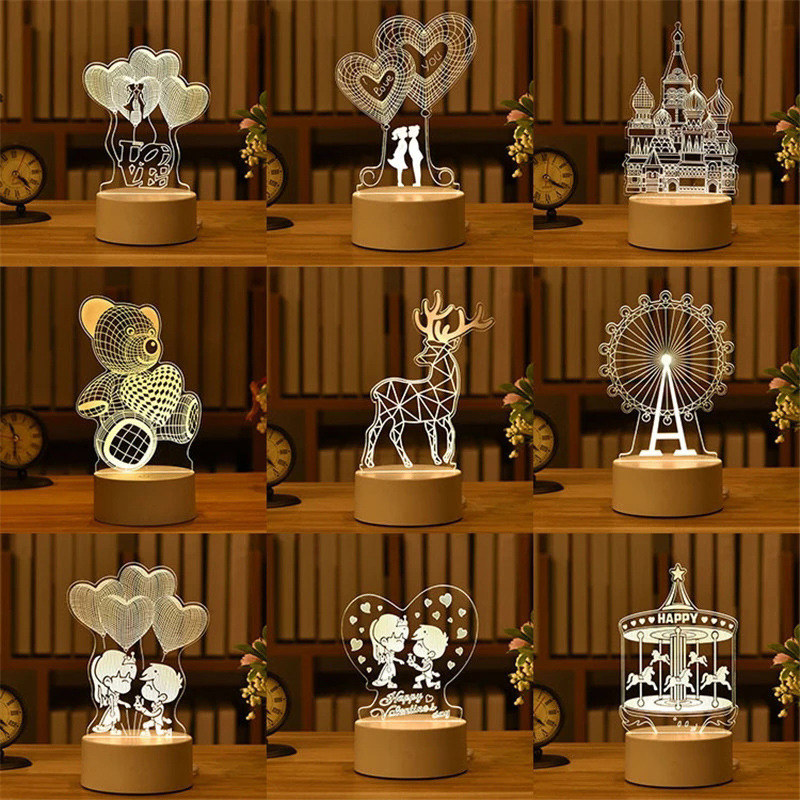 Cross Border Factory 3D Nightlight led Table Lamp Creative Gift Bedside Lamp Small Gift Valentine's Day Children's Day Gift