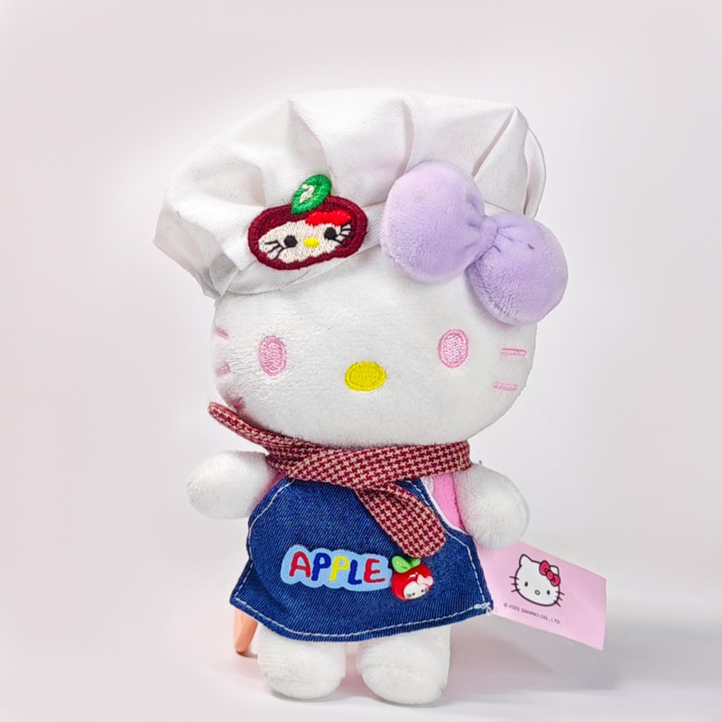 Kt Chef Hat Apron Scarf Set Doll Clothes Doll Accessories Denim Apple Apron Triangle Scarf Kitty