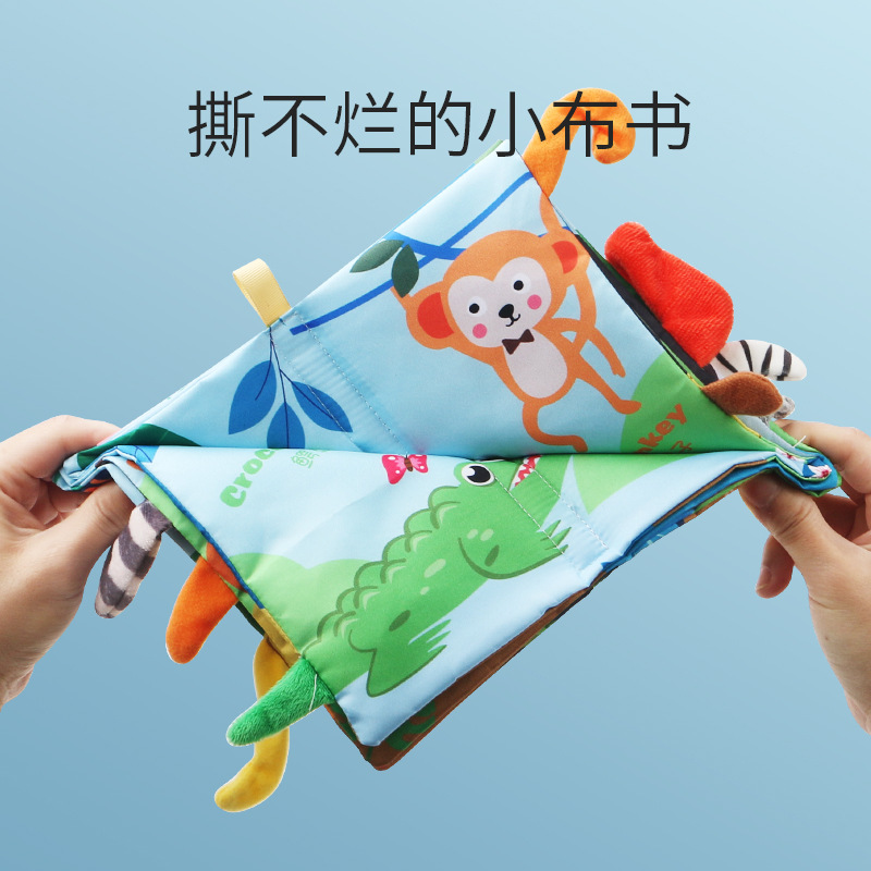Libro de tela de cola animal dinosaurio transfronterizo ilustración educativa libro de tela de educación temprana 0-1 años de edad juguete infantil libro de tela para bebés