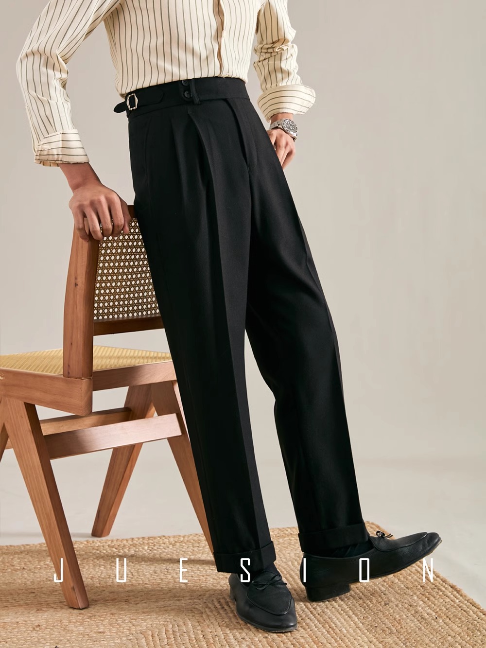 Italian-style Naples Small Western Pants Autumn and Winter High Waist Straight Men's Business Casual Pants High-grade Dape Suit Pants