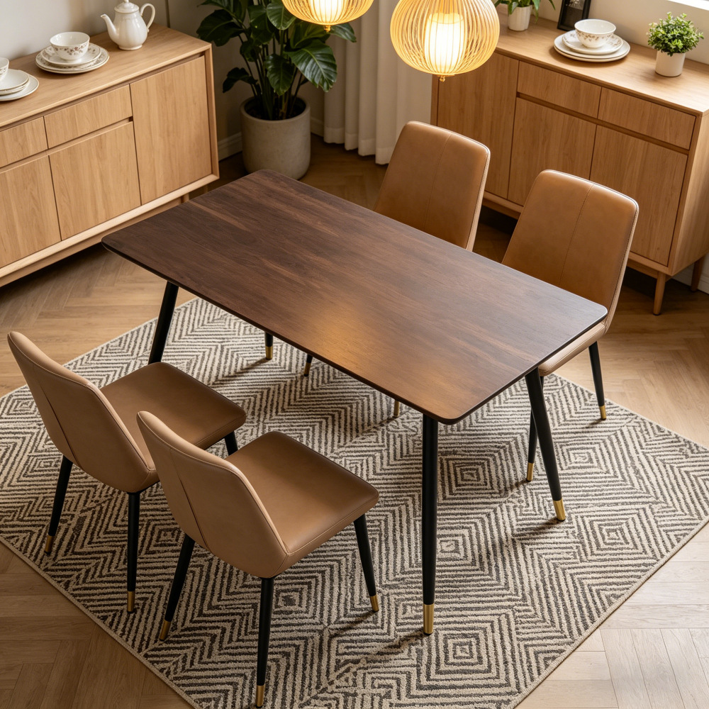 Mesa de Comedor Rectangular de MDF y Hierro Multifuncional para Comedor