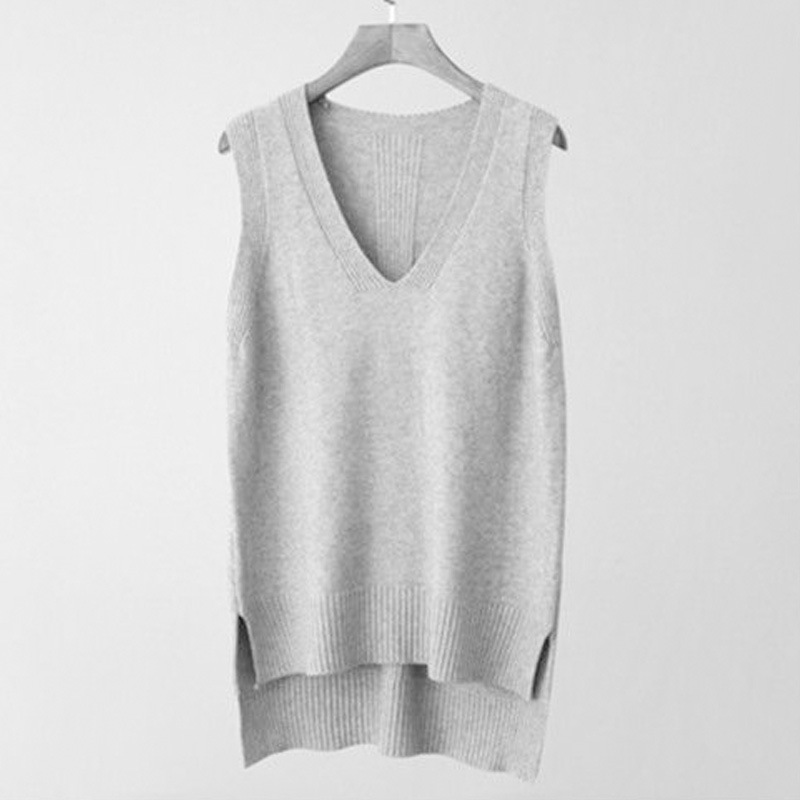 【 Cashmere Family 】 Neuer ärmelloser Pullover aus Wolle mit V-Ausschnitt, vielseitige Weste und Camisole-Oberteil_voghion.com