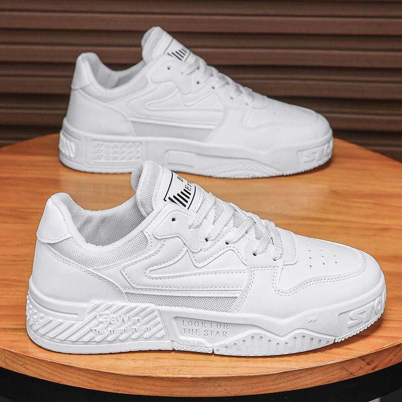 Giày thể thao nam cổ thấp đế dày tăng chiều cao chống trượt, giày sneaker phối màu đen trắng — EQ01 màu trắng, EQ01 màu đen