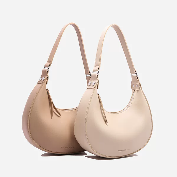 Spring 2025 New Solid Color Half Moon Bag Elegant Simple Fashionable Korean-style One-shoulder Crosbody Portable Underarm Bag for Women
