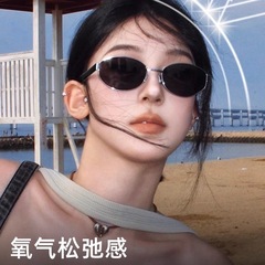 欧米のレトロな金属の板材の楕円のナイロンのレンズは軽くて豪華です。
