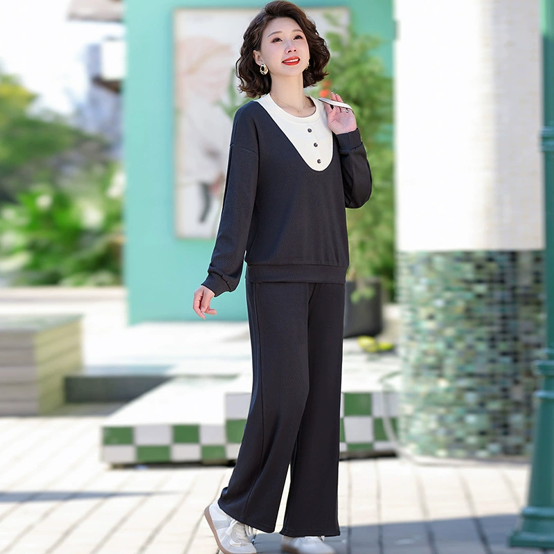 2025 повседневный костюм женский летний короткий рукав новый модный иностранный женский тренд свободные широкие брюки спортивная одежда из двух частей