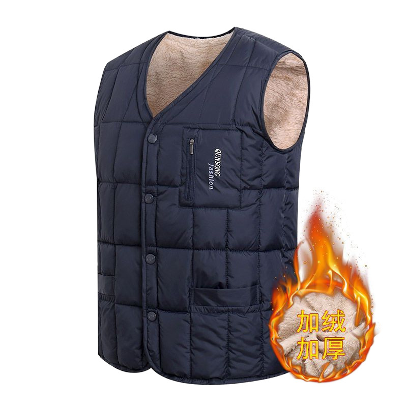 chaleco de hombre de mediana edad chaleco caliente chaleco sin mangas para hombre con algodón y camisa gruesa de caballo hombro