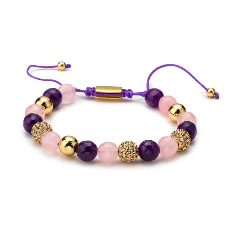 Amazon Venta caliente de piedra natural ágata pulsera tejida a mano de piedra natural pareja pulsera de cuentas