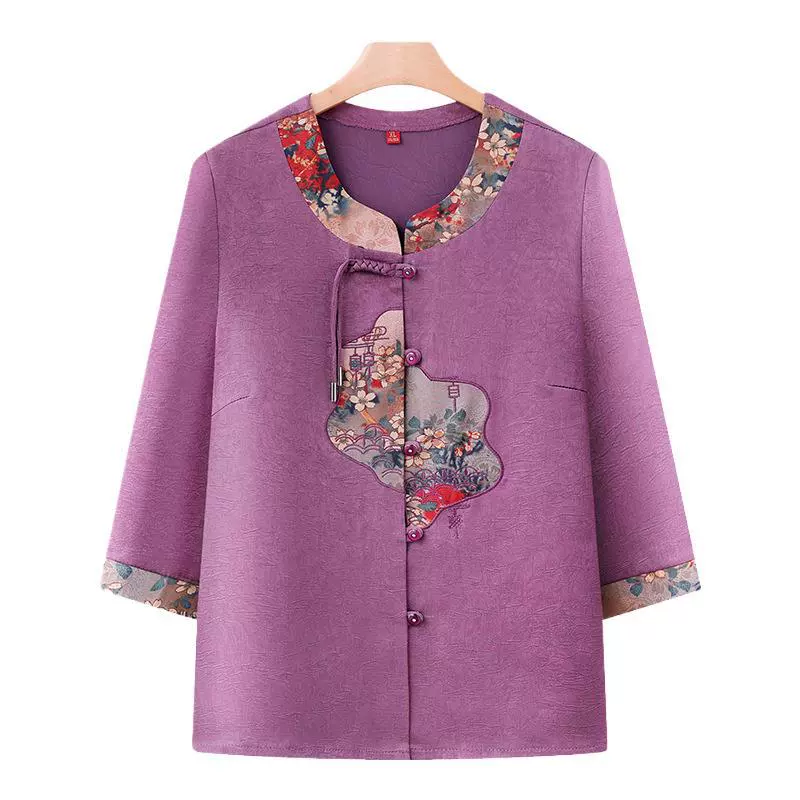 Новые летние топы для мам в китайском стиле для пожилых людей, рубашки со средними рукавами для женщин, модные костюмы бабушки Тан, тонкая одежда для старух.
