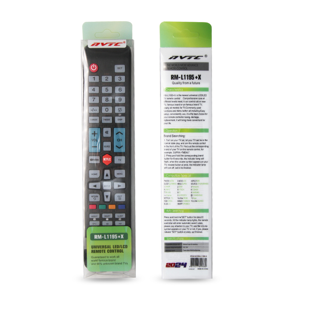 NVTC RM-L1195 X TV de comercio exterior Control remoto universal con una sola tecla Configuración de ventas directas de fábrica