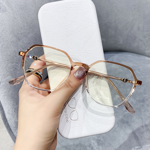TR90 Irregular Internet Celebrity Eye Protection Korean Style Trendy Anti-Blue Light Radiation Glasses Optical Frame Glasses 2108