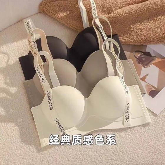 Traceless Underwear Women's Small Chest Gathering Large No Steel Rings Breast Anti-Sagging Double Upper Bra Autumn and Winter