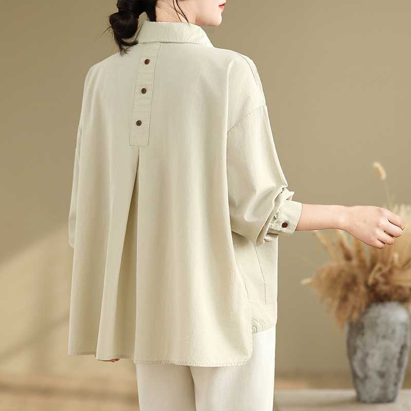 Summer Japanese solid shirt, plus size, loose fit