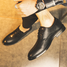 英伦商务工作黑色小皮鞋韩版潮流系带结婚新郎鞋一件代发SM2301