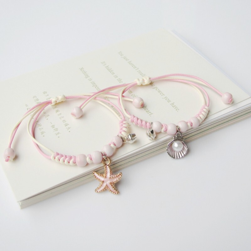 2021 New starfish shell bracelet female student girlfriends gift a pair of Jingdezhen ceramic jewelry