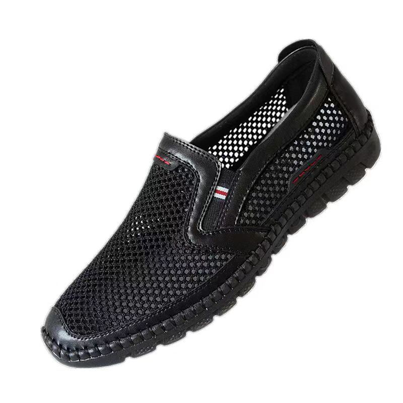 Procesamiento personalizado antiguo verano de Beijing nuevos zapatos de malla zapatos de cuero suaves transpirables para hombres Doudou zapatos casuales zapatos de un pie