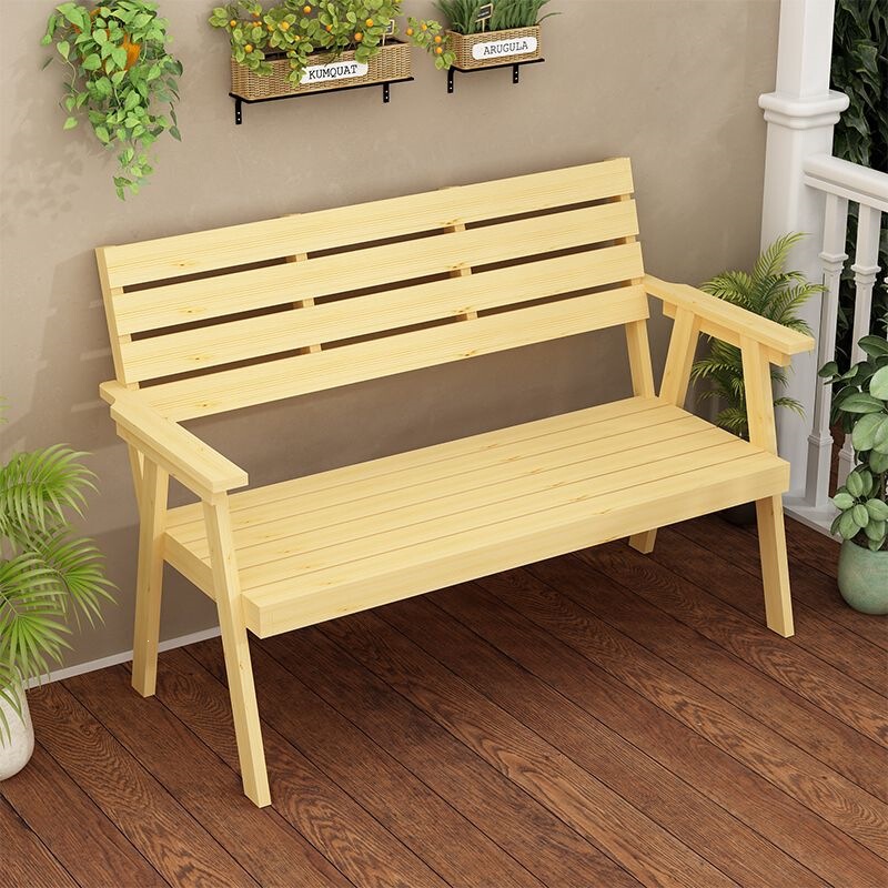 Outdoor Leisure Anti-Corrosion Park Outdoor Table and Chair Set with Backrest, Solid Wood Patio Balcony Bench, Double Bench Outdoor Leisure Anti-Corrosion Park Outdoor Table and Chair Set with Backrest, Solid Wood Patio Balcony Bench, Double Bench