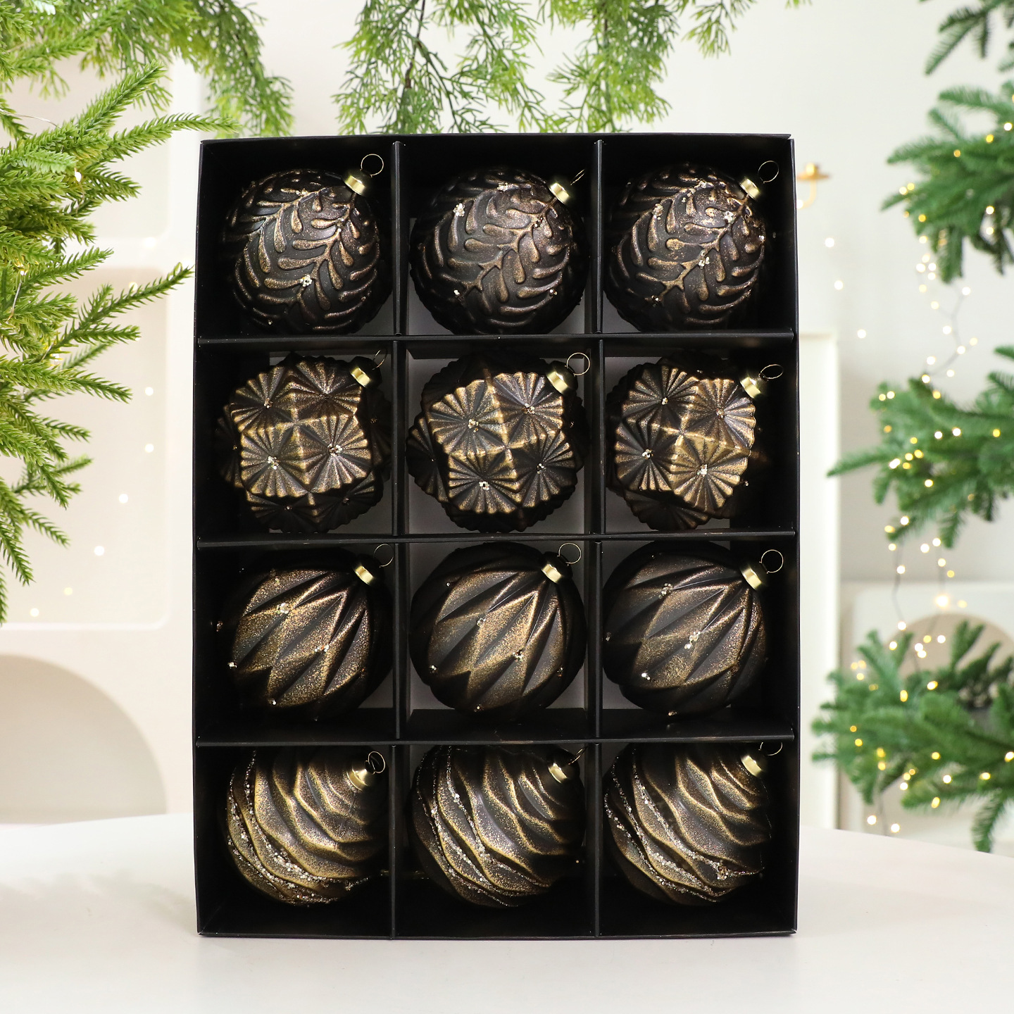 Shengyuan nuevo retro retro retro caja de bolas de Navidad decoración de árbol de Navidad decoración de ventanas de hotel colgante colgante image 3