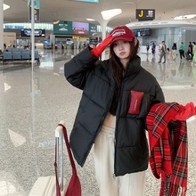 新款工厂定制PU皮羽绒棉服美式加厚保暖面包服潮牌女装棉衣外套女
