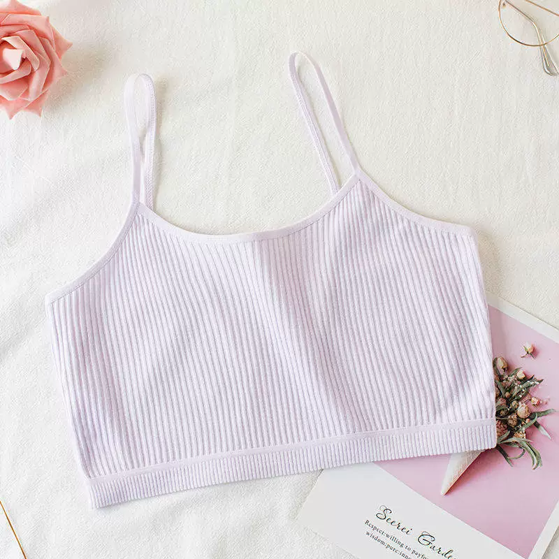 Хлопковый тонкий дышащий бюстье-бюстгальтер топ, летнее белье для учащихся начальных классов, 8–16 лет