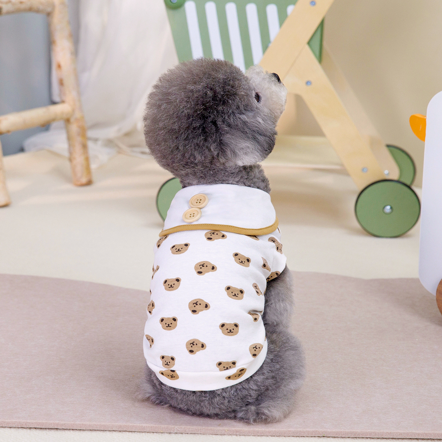 Cute Summer Bear Print Vest For Cats Comfortable Polyester Fabric_voghion.com