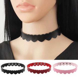 Simple Fashion Leather Love Collar Punk Style Personalized Trendy Heart Necklace Leather Heart Chain Necklace Chain