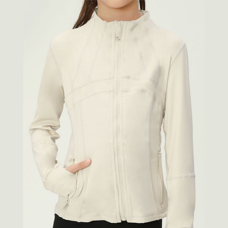 Chaqueta deportiva rosa de primavera y otoño de mujer, chaqueta de yoga de cuello vertical única, super hermosa, delgada, ventilada, acondicionada