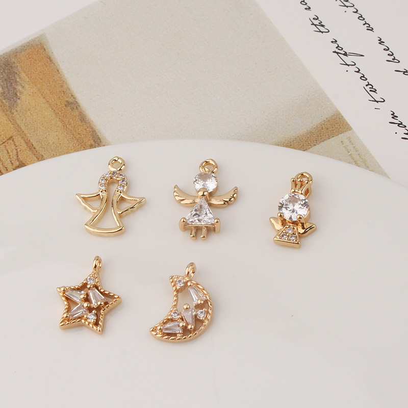 1 Piece Copper Zircon Angel Star Moon Pendant display picture 2