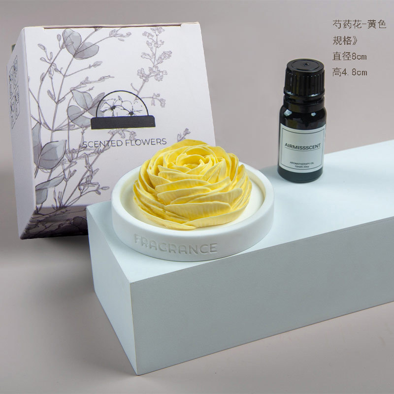 卸売り刺繍花香薫石膏拡香石高級感室内持続家庭用アロマ香薫置物お土産|undefined