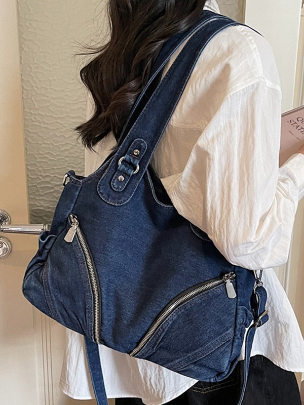 Bolsa de locomotiva de denim 2026 nuevo retro de gran capacidad de textura de lujo ligero bolso de hombro bajo la axila