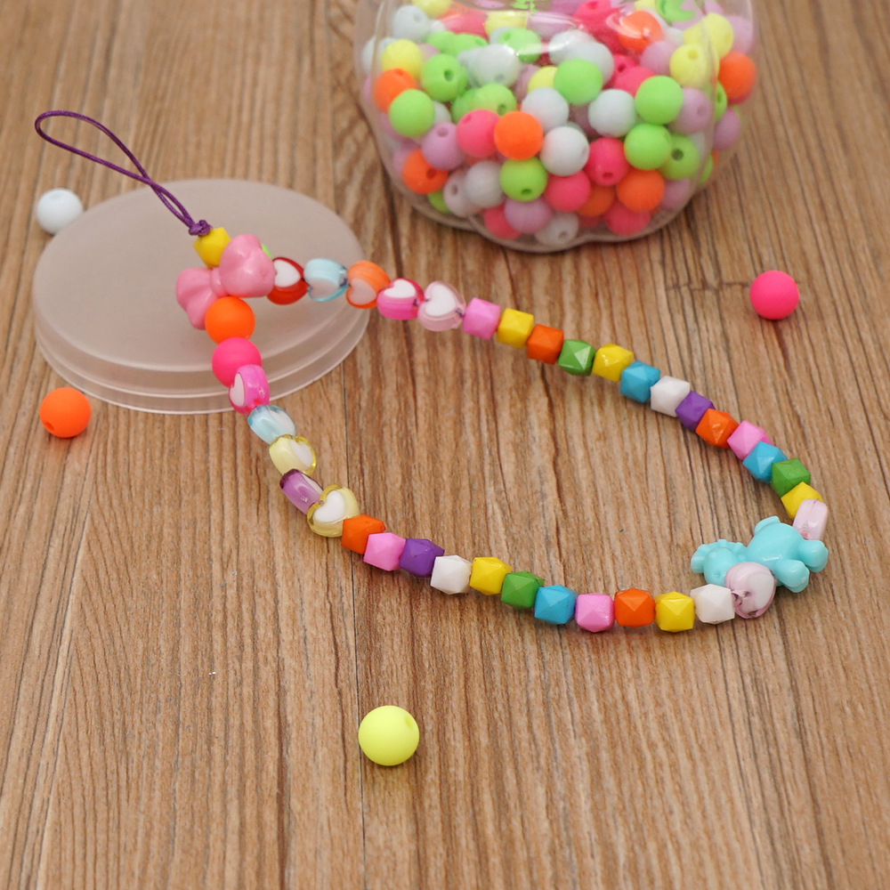 Mobile phone chain candy color love acrylic beads short mobile phone lanyardpicture5