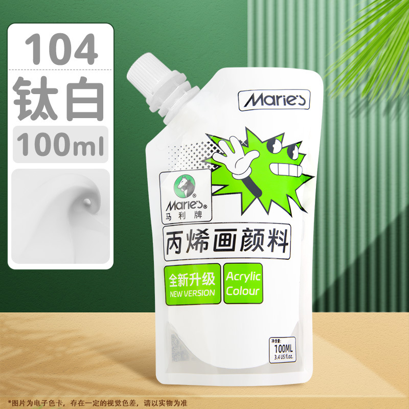 Pintura acrílica Marley en bolsa, paquete de recarga de 100 ml, juego de acrílico sin formaldehído para estudiantes de arte, graffiti, resistente al agua