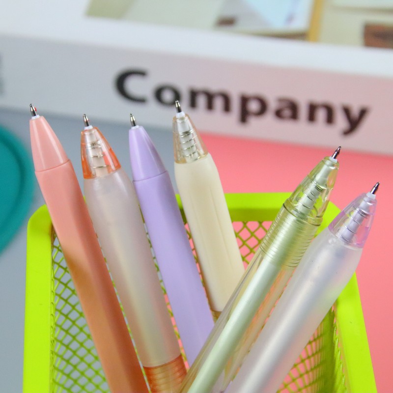 6 piezas en la misma caja de color ST cabeza gel pluma de alta apariencia Oficina papelería pluma de empuje pluma estudiante de agua