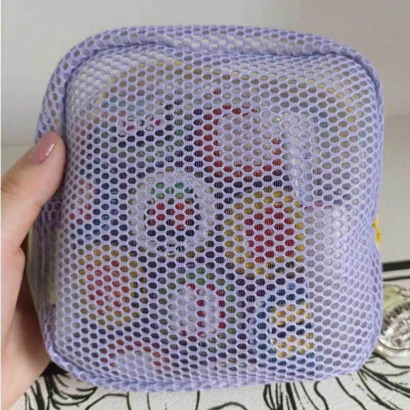 Cross-Border Tofu Bag Mini Coin Purse Large Capacity Mesh Makeup Bag Dopamine Mesh Women's Lipstick Bag Colorful