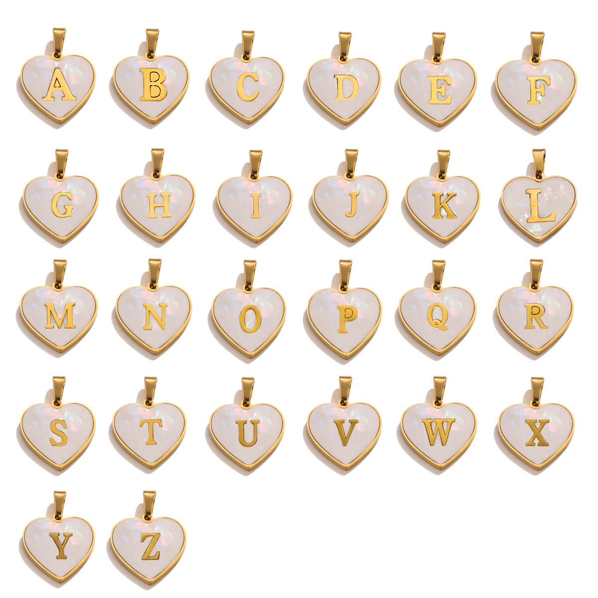 5g Weight Pendant Jewelry Making Type 1 Piece 22*29mm 304 Stainless Steel Shell Letter Heart Shape Polished Pendant