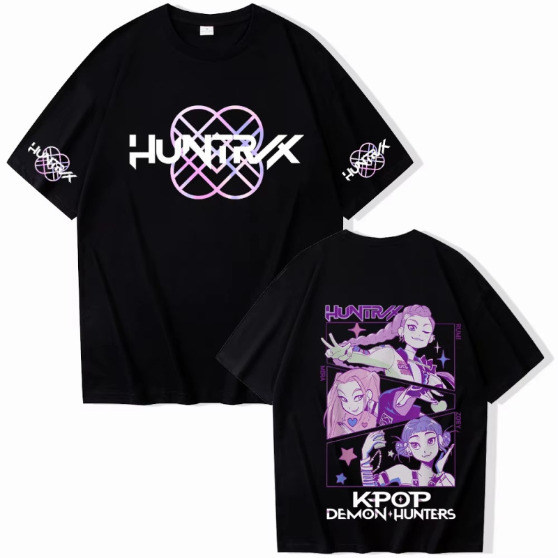 クロスボーダー KPop Demon Hunters デーモンハンターズ グループ ユニセックス カジュアル コットン ラウンドネック 半袖 Tシャツ|undefined