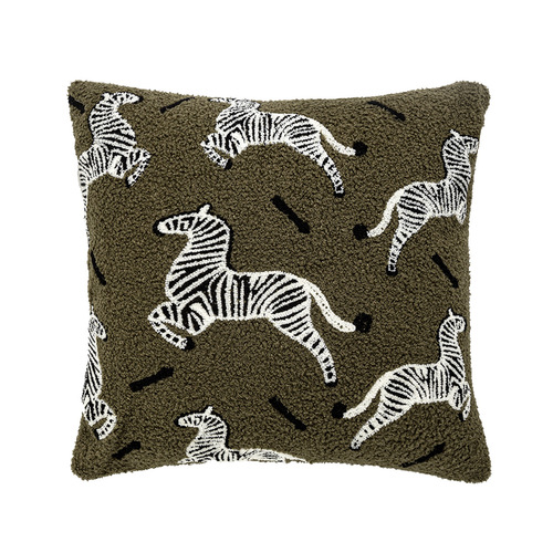 Cross-border Amazon Home Zebra Embroidery Cushion Nap Bay Window Cushion Backrest Living Room Sofa Pillow Cover Wholesale