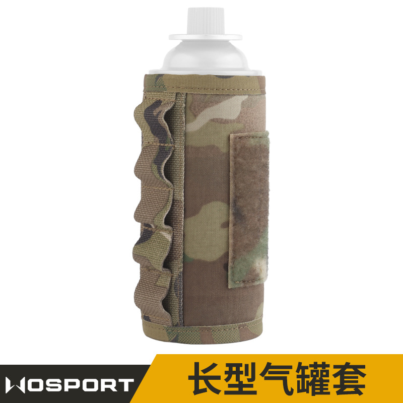 Wosport Long Camouflage Gas Canister Bag with Velcro Fastening, Portable Cylindrical Storage Bag with Hanging Strap