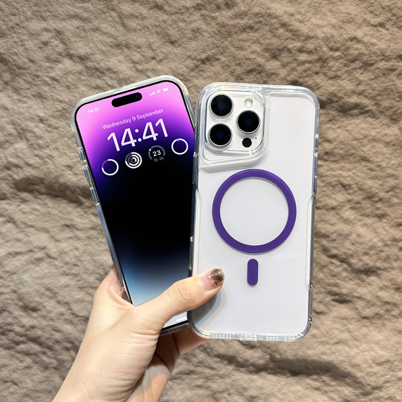 Slim Waist Transparent Magnetic Phone Case Suitable for iPhone 17 Pro Max, Simple Apple 16 Non-Yellowing Protective Cover Slim Waist Transparent Magnetic Phone Case Suitable for iPhone 17 Pro Max, Simple Apple 16 Non-Yellowing Protective Cover