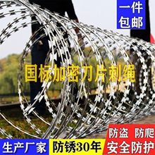 刀片刺绳防爬刺围墙防护网高铁监狱定制防盗刺丝滚笼镀锌刀片刺绳