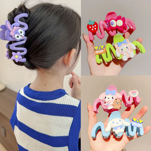 Sanrio Strawberry Bear Shark Clip Strawberry Bear Shark Clip Cute Cartoon Girl Back of Head Hair Style Sweet Girl Hair Accessory